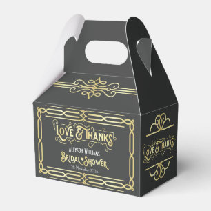 Art Deco Wedding Love & Thanks Gold Blue Favor Boxes