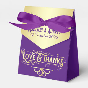 Art Deco Wedding Love & Thanks Gold Purple Favor Favor Boxes