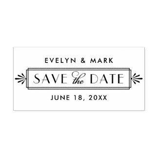 Art Deco Wedding Monogram Save the Date Rubber Stamp