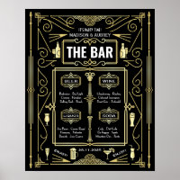 Art Deco Wedding Party Bar Wine Beer Liquor Menu