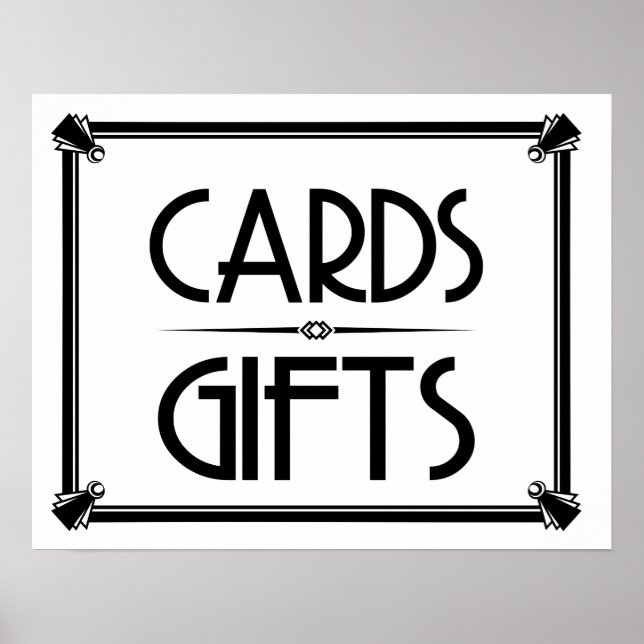 Art Deco WEDDING PARTY CARDS & GIFTS SIGN (Front)