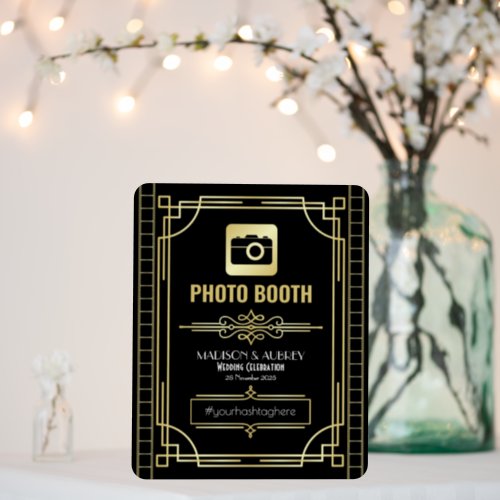 Art Deco Wedding Photo Booth Gold Black Party Foam Board