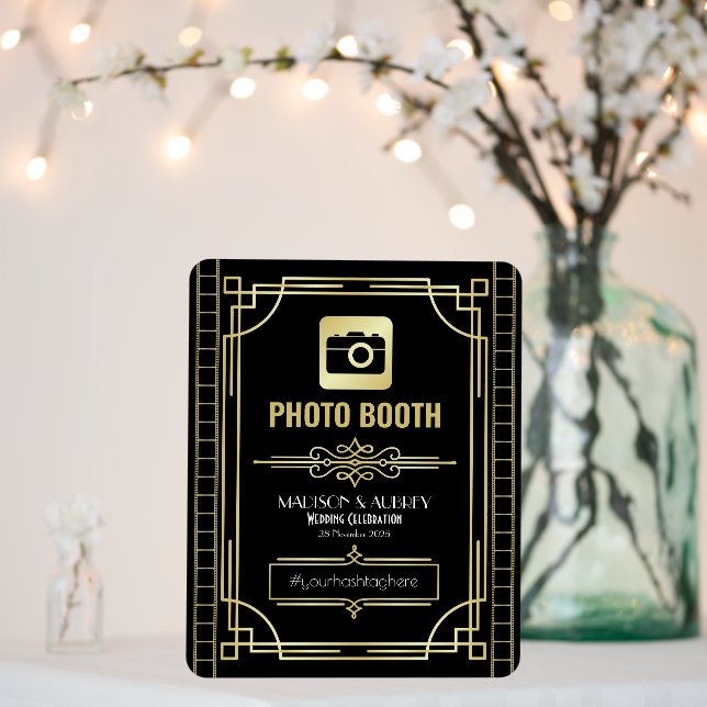 Art Deco Wedding Photo Booth Gold Black Party Foam Board (In Situ (Wedding))