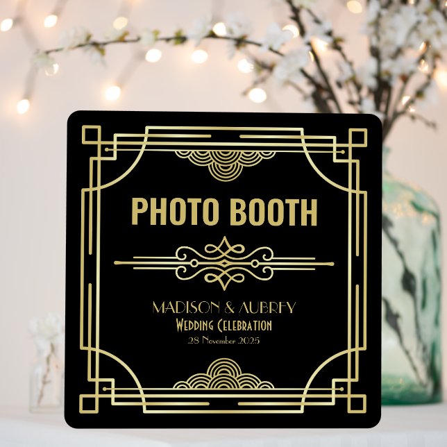 Art Deco Wedding Photo Booth Gold Black Party Foam Board (In Situ (Wedding))