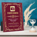 Art Deco Wedding Photo Booth Gold Burgundy Sign Plaque<br><div class="desc">Create your own unique Art Deco-style, Great Gatsby-inspired design featuring abstract geometric ornaments and pattern in gold with burgundy background. An elegant, classy, gender neutral, all-season design perfect for discerning couples who want something different from the usual feminine, floral, pastel-toned wedding paper suites. Also great for retro-loving couples who appreciate...</div>