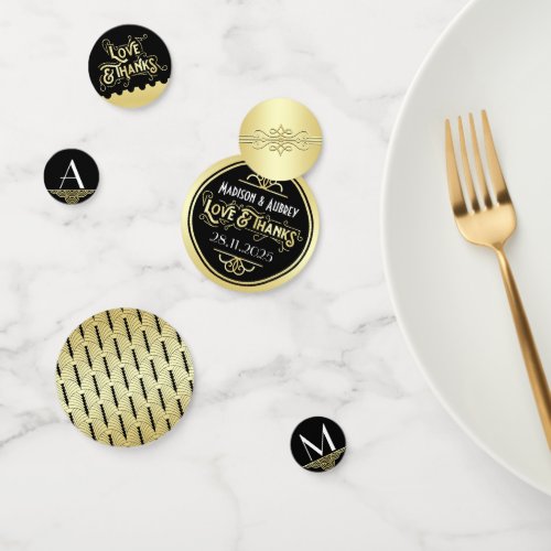 Art Deco Wedding Reception Dinner Party Gold Black Confetti