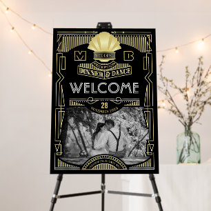 Art Deco Wedding Reception Gold Black Welcome Foam Board