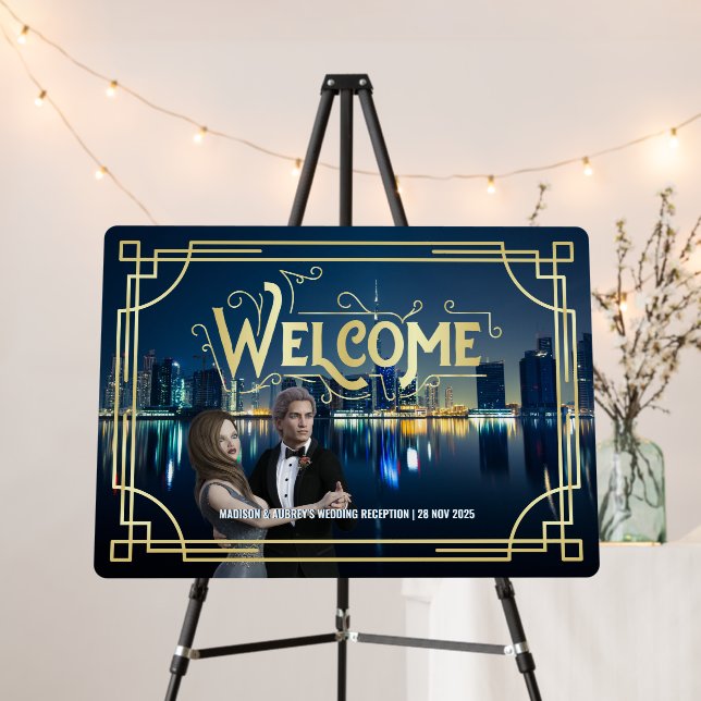 Art Deco Wedding Reception Welcome Add Your Photo Foam Board (In Situ (Stand))