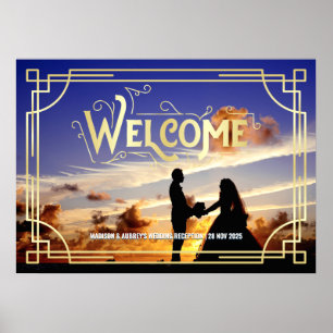 Art Deco Wedding Reception Welcome Add Your Photo Poster