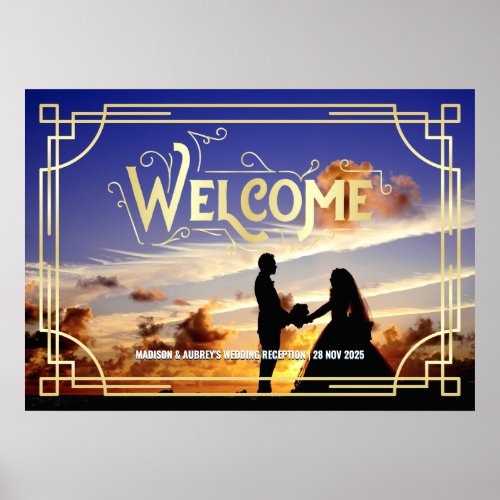 Art Deco Wedding Reception Welcome Add Your Photo Poster