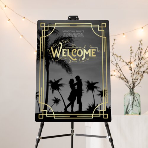 Art Deco Wedding Reception Welcome Gold Black Foam Board