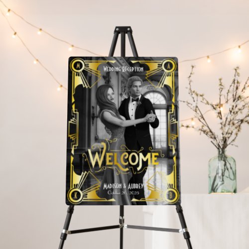 Art Deco Wedding Reception Welcome Gold Photo Foam Board