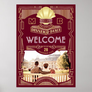 Art Deco Wedding Reception Your Photo Welcome Sign