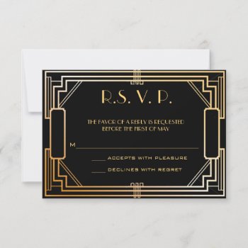 Art Deco Wedding Response Cards Rsvp by PurplePaperInvites at Zazzle