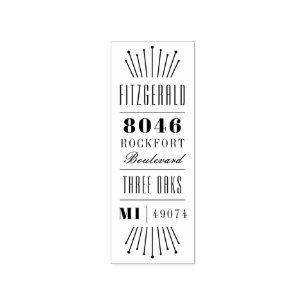 Art Deco Wedding Return Address Custom Rubber Stamp