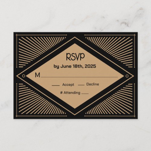 Art Deco Wedding RSVP  Enclosure Card