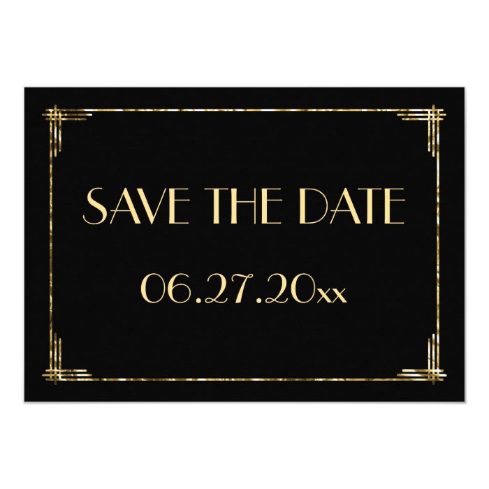 Art Deco Wedding Save The Date Card Gold Foil | Zazzle