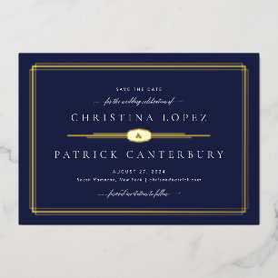 Art Deco Wedding Save The Date Foil Invitation