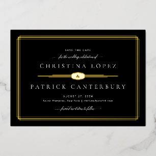 Art Deco Wedding Save The Date Foil Invitation