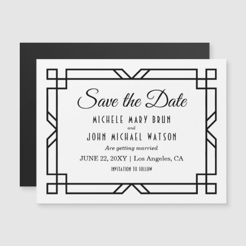 Art Deco Wedding Save the Date Magnetic Card