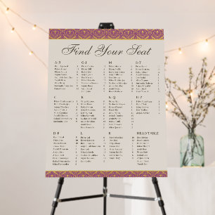 Art Deco Wedding Seating Chart w/ Table Numbers Foam Board