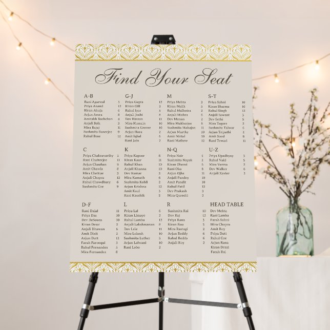 Art Deco Wedding Seating Chart w/ Table Numbers Foam Board (In Situ (Stand))