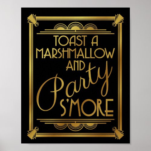 art deco wedding smore party sign gold gatsby poster