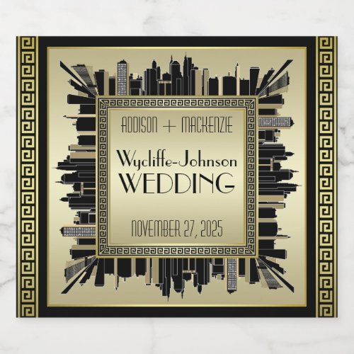 Art Deco Wedding Sparkling Wine Gold Gatsby Glamou Sparkling Wine Label
