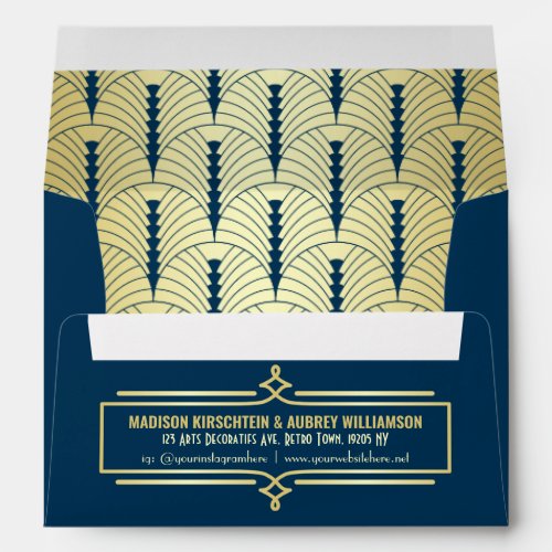 Art Deco Wedding Suite Matching Gold Blue Elegant Envelope