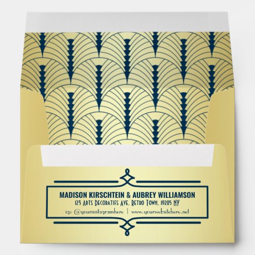 Art Deco Wedding Suite Matching Gold Blue Envelope