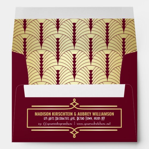 Art Deco Wedding Suite Matching Gold Burgundy Envelope