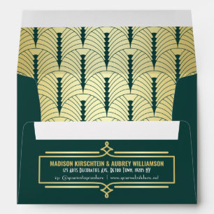 Art Deco Wedding Suite Matching Gold Green Envelope