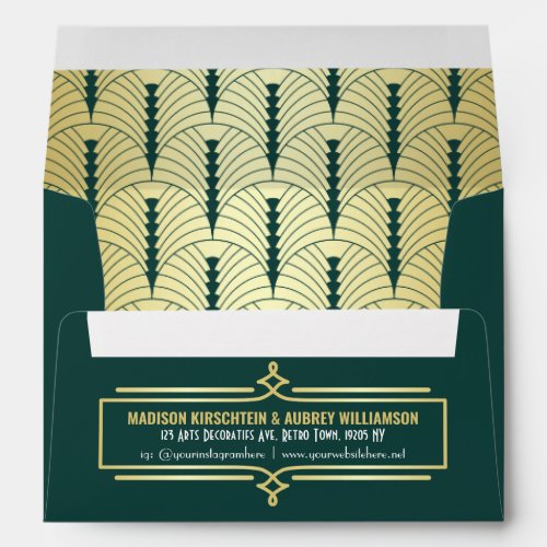 Art Deco Wedding Suite Matching Gold Green Envelope