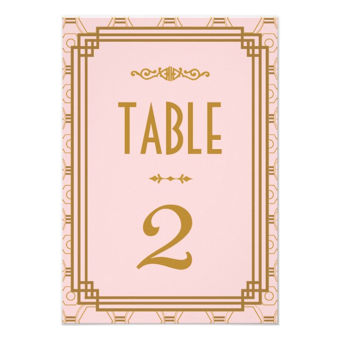 Art Deco Wedding Table Numbers Invites