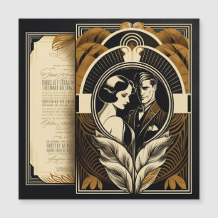 Art Deco wedding theme Magnetic Invitation