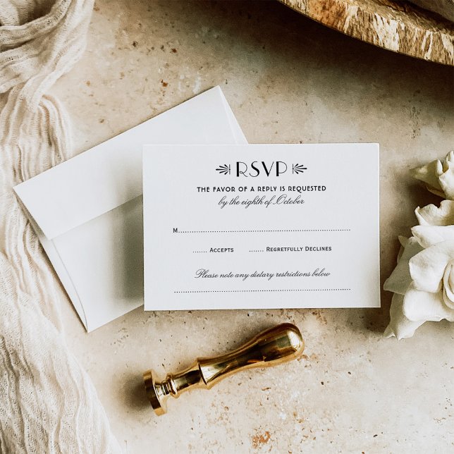 Art Deco Wedding with Dietary Field RSVP Card (Creator Uploaded)