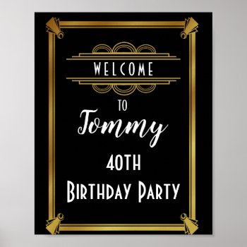 Art Deco Welcome Poster Birthday Party by TheArtyApples at Zazzle