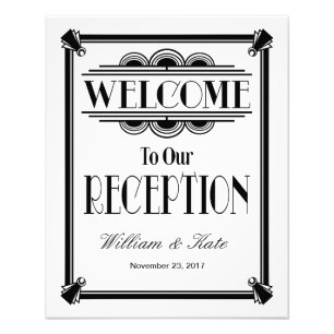 art deco, welcome to our reception wedding sign
