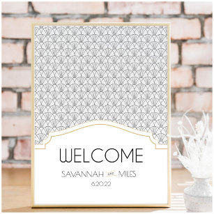 Art Deco Welcome Wedding Event Sign Poster
