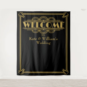 Art deco welcome wedding photo booth back drop