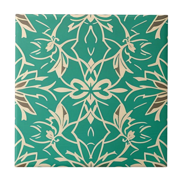 Art Deco Whimsical Floral Tile (Front)