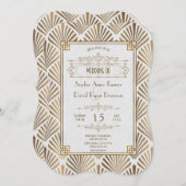 Art Deco White 1920s Style Wedding Invitation (Front/Back)