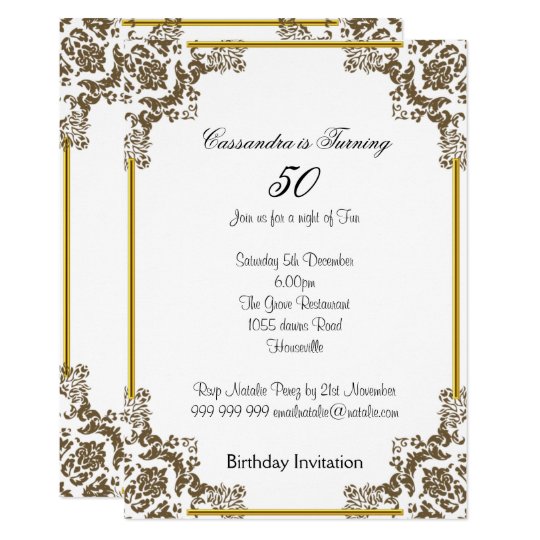 Art Deco White 50th Birthday Invitation | Zazzle.com