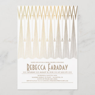 Art Deco White and Gold Gatsby Bridal Shower Invitation