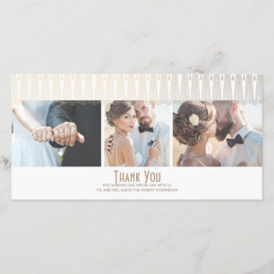 Art Deco White and Gold Photo Wedding Thank You Card