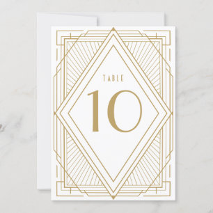 Art Deco White and Gold Table Number Card
