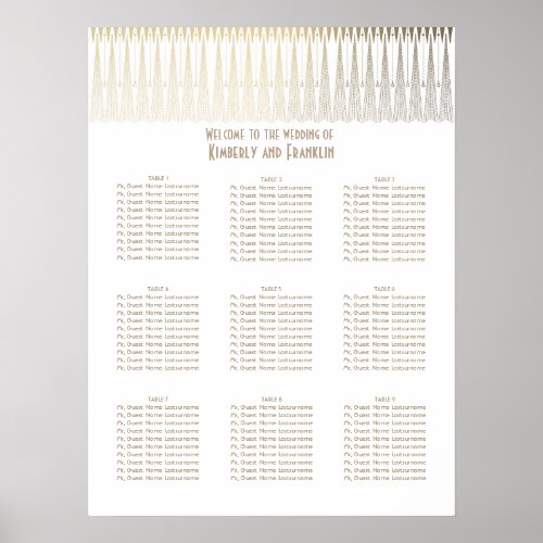 Art Deco White and Gold Wedding Seating Chart - Art deco white and gold gatsby wedding seating chart