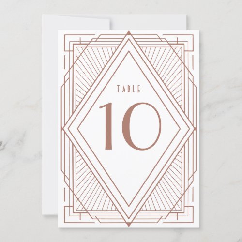 Art Deco White and Rose Gold Table Number Card