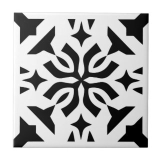 Art Deco White Black Ceramic Tile