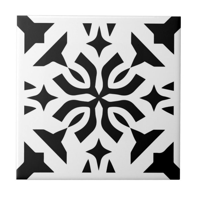 Art Deco White Black Ceramic Tile (Front)